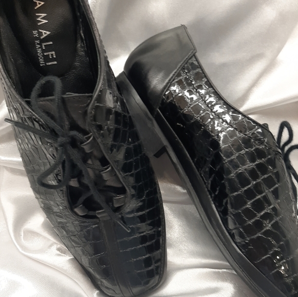 Amalfi by Rangoni Black Patent Leather Reptile Dress Shoes SIZE 8.5 - Picture 6 of 7